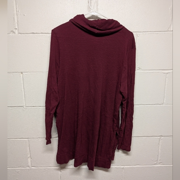 J. Jill Maroon Pima Cowl Neck Tunic Long Sleeve Top Womens Large - Picture 3 of 7